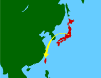 日本と台湾の位置関係の図